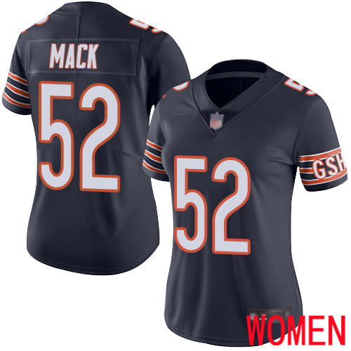 Chicago Bears Limited Navy Blue Women Khalil Mack Home Jersey NFL Football #52 Vapor Untouchable->women nfl jersey->Women Jersey